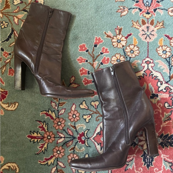 Celine Brown Leather Booties - Size 40 (US 10) - Picture 1 of 14